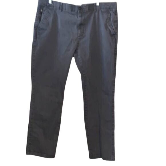 Mens Gray Straight-Leg Casual Pants 38x32 With Zip Pocket Cotton/Spandex Blend - Picture 1 of 9